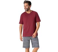 Eminence Men's Dandy Pajama Set, Navy and White Top/Burgundy Bottom, S