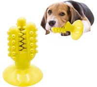EMINENCE PRODUCTS Dog Chew Toy, Cactus-Shaped Bottle Design, Durable Green Plastic, Interactive Pet Toy Pet Chew Toy - Cactus Three Heads Toothbrush Suction Cup Dog Teeth Cleaning Care (YELLOW)