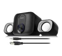 Eminent EM3515 PC Speaker with Subwoofer, 2.1 Sound System, USB & Auxiliary Connectivity, Modern Style, Black, 11W, 22.4cm, Computer Speaker System