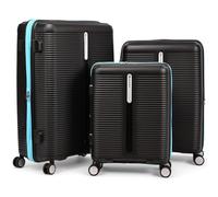 Eminent Finno Suitcase Set 3 Piece, Expandable, Hard Shell, 4 Spinner Wheels, Lightweight, TSA Lock, Cabin Medium Large, Travel Luggage Trolley Holiday Bag Black