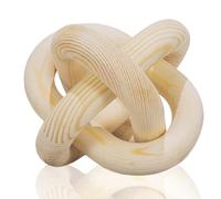 EMINGSKY 3 Link Wood Knot Decor,Wood Knot Chain Link Boho Decor,Wooden Hand Carved Coffee Table Decorative Wooden Links Knots for Home Living Room Bedroom Modern Farmhouse Shelf (Natural)