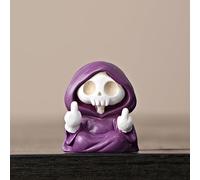 EMINGSKY Colorful Skull Grim Reaper Statue with Middle Finger Ghost Dog Walking Decoration Halloween Personalized Ornament Home Desktop Bookshelf (ZS-02)