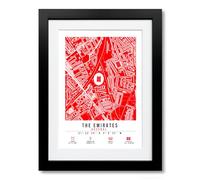 Emirates Stadium Map Minimalist A4/A3 Poster Photo Print Framed Gift North London (A4 Black Framed & Mounted)