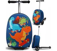 emissary Kids Luggage with Wheels, Hardside Toddler Carry On Suitcase Set, Lightweight Rolling Travel Bag for Boys and Girls, Airline Approved Travel Gifts - Blue Scooter