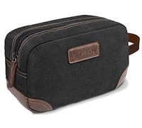 emissary Men's Toiletry Bag Leather and Canvas Travel Toiletry Bag Dopp Kit for Men Shaving Bag for Travel Accessories, Black, Toiletry Bag