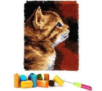 EMISTEM Latch Hook Kits for Adults - DIY Latch Hook Rug Kits for Kids, Crochet Kit for Beginners, Rug Making Kits with Printed Canvas, Gift Packaging. (Cute Cats,16x21 inch)