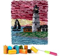 EMISTEM Latch Hook Kits for Adults - DIY Latch Hook Rug Kits for Kids, Crochet Kit for Beginners, Rug Making Kits with Printed Canvas, Gift Packaging.(Lovely Penguin Family, 20x15)