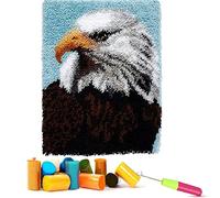 EMISTEM Latch Hook Kits for Adults - DIY Latch Hook Rug Kits for Kids, Crochet Kit for Beginners, Rug Making Kits with Printed Canvas, Gift Packaging. (Bald Eagle,15x21)