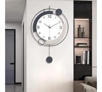 EMITDOOG Large Wall Clock, Decorative Clocks with Pendulum Silent Quality Quartz Wall Art Battery Operated Large Wall Clock for Living Room,Kitchen,Home,Bathroom,Bedroom,16x25.6inch White