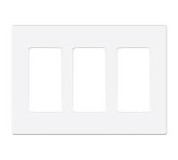 EMITEVER 3-Gang Screwless Decorator Wall Plate Cover for Receptacle Outlet & Light Switch, Standard Size 4.53"H x 6.38"W, Unbreakable Thermoplastic Faceplate, UL Listed, Matte White 1-Pack