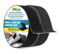 Emitever Double Sided Hook & Loop Self Adhesive Tape 50mm x 10m Black