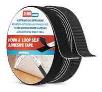 Emitever Hook and Loop Tape Heavy Duty, Multipurpose Strong Self Adhesive Double Sided Strip Sticky Back Mounting Tape, Black (20mm x 2.5m)