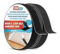 Emitever Hook and Loop Tape Heavy Duty, Multipurpose Strong Self Adhesive Double Sided Strip Sticky Back Mounting Tape, Black (20mm x 10m)