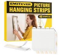 Emitever Picture Hanging Strips Extra Strong - Heavy Duty Adhesive Wall Hooks, No Nails Damage-Free Hanging, 20 Pairs (40 Strips) 100mm x 20mm White - for Frames, Signs & Home Decor (XL)