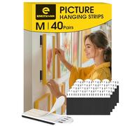 Emitever Picture Hanging Strips Heavy Duty 40 Pairs (80 Pieces), No Damage Picture Adhesive Strips, Hook and Loop Mounting Tape Black (M)