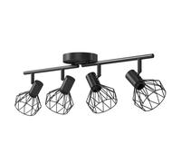 EMITTO 3-4 Way Spotlight Ceiling Light Adjustable Kitchen Spot Light E14 Fixture - 4 Way Black