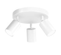 Emitto 3 Way GU10 Ceiling Light, Round Adjustable White Spotlight with 180° Tilt & 350° Rotation, Indoor Spot Light Bar for Hallway, Bedroom, Living Room (Bulbs Not Included)