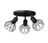 Emitto 3-Way Spotlight Ceiling Light Adjustable Black E14 Metal Fixture Emitto Black