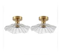 Emitto Ceiling Light Flower Clear Glass Fixture Chandelier Flush Mount 2 PCS in Gold Emitto Gold