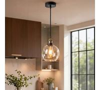 Emitto Ceiling Pendant Light Retro Industrial Glass LampShade Single Adjustable Cable in Black Emitto Black