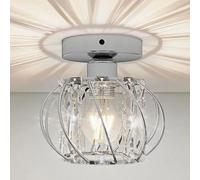 Emitto Chrome Crystal Ceiling Light, Small 17cm Semi Flush Mount Chandelier, Modern K9 Glass E27 Ceiling Lights for Living Room Kitchen Hallway Dining Room