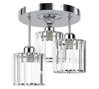 Emitto Crystal Ceiling Light 3 Light E27 Chandelier Semi Flush Mount Lamp Chrome