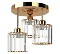 Emitto Crystal Ceiling Light 3 Light E27 Chandelier Semi Flush Mount Lamp Gold
