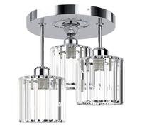 Emitto Crystal Ceiling Light 3 Light E27 Chandelier Semi Flush Mount Lamp in Metallics Emitto Metallics