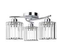 Emitto Crystal Ceiling Light 3 Light E27 Chandelier Semi Flush Mount Lamp in Silver Emitto Silver
