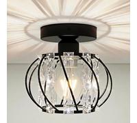 Emitto Crystal Ceiling Light, Chandeliers Ceiling Light, Flush Ceiling Light, Modern K9 Glass E27 Ceiling Light for Hallway Kitchen Dining Rooms Living Rooms Bar, Black