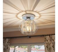 Emitto Crystal Ceiling Light Semi Flush Mount Chandelier Modern Hallway Silver