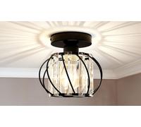 Emitto Crystal Semi-Flush Ceiling Light: One Light/Gold