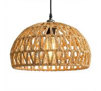 Emitto Hemp Rope Pendant Lamp Shade, Small 23x23x12.5cm Woven Ceiling Lamp Shade, Rattan Pendant Light Shade for Living Room, Bedroom, Kitchen