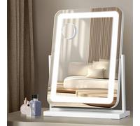Emitto Hollywood Mirror Vanity Makeup Mirror Lights 360°Rotation Tabletop In White White