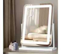 Emitto Hollywood Vanity Mirror 40×50 cm - LED 3-Color Dimmable Lighting, 5X Magnification, Smart Touch Control, USB-C Powered, Tabletop or Wall Mount