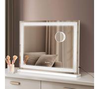 Emitto Hollywood Vanity Mirror, 58x48cm Light Up Makeup Mirror with 3 Color Lighting Modes, 5X Magnification Mirror, Smart Touch Control, LED Lighted, USB Type C for Desk Tabletop