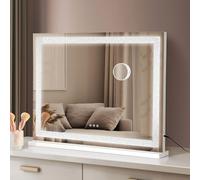 Emitto Hollywood Vanity Mirror with 3 Color Lighting Modes 80x62cm, Large Makeup Mirror with 5X Magnification, Smart Touch Control, LED Lighted, USB Type C for Desk Tabletop, Bedroom,Bathroom
