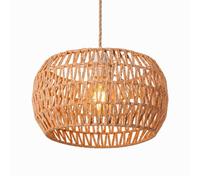 Emitto Lamp Shade Boho Paper Rope Light Shade Metal Frame Bedroom Yellow | Paper Rope Design,Metal Frame,Compatible With B22 E14 E26 E27,Reducer Ring,Easy Install,Living Room Hallway Bedroom Study