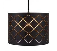 Emitto Lamp Shade, Drum Lamp Shade, Modern Lampshades with Black TC Fabric and Gold Inner, Ceiling Lamp Shade, Reducer Ring Included, 32 × 32 × 23.5 cm, Living Room, Bedroom, Kitchen