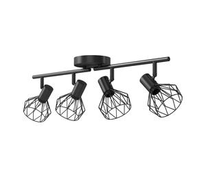 EMITTO LED Spot Ceiling Light 4-Way Adjustable Vintage Black Metal E14 Fixture