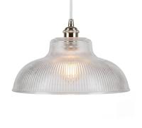 Emitto Light Shade, Pendant Lamp Shade, Glass Light Shade Ceiling, Prismatic Clear Bowl Design with Reducer Ring for Kitchen Bedroom Dining Room