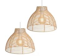Emitto Light Shade, Pendant Light Shade, Ceiling Lamp Shade Modern, Handwoven Cream Wicker Basket for Home Décor Living Room, Set of 2, 31x31x23cm
