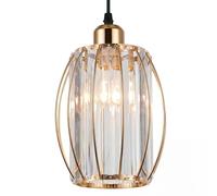 Emitto Luxury Crystal Light Shade,Cylinder Lamp Shade with Oval Ring Design, K9 Crystal and Metal Chandelier Style Light Cover, 16 x 16 x 20 cm (Gold)