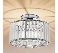 Emitto Modern Ceiling Lights Living Room, K9 Crystal LED Ceiling Lighting with Chrome Finish, Industrial Chandeliers Ceiling Lights for Bedroom, Hallway, Kitchen, Bathroom, E27 Base