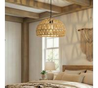 Emitto Rustic Ceiling Pendant Light Shade Hemp Rope Lamp Shade Boho Yellow