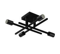 EMITTO Semi Flush Mount Ceiling Light Fixture Matte Black 4 Light E27 Socket
