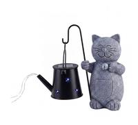 Emitto Solar Light Cat Garden Statue Ornament, Resin Metal, Stone Grey Black Emitto Grey