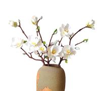 Emivery 3Pcs Artificial Magnolia Flowers, 20 Inch White Magnolia Flowers with Stems Faux Magnolia Branches for Table Centerpiece Wedding Holidays Party Home Decor