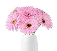 Emivery 7Pcs Artificial Silk Flowers Fake Single Stem Pink Gerbera Bouquet for Wedding Party DIY Decorative Flora Outdoor Indoor Home Garden Office Hotel