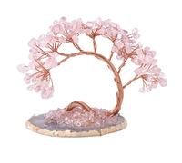 Emivery Chakra Crystal Money Tree with Agate Base Fengshui Bonsai Figurine for Wealth, Money Tree Figurines Ornament for Home Office Wedding Decoration (3-4 Inch) (Pink)